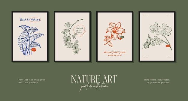 Collezione di poster bohémien con fiori di campo e illustrazioni botaniche per la tua galleria d'arte murale