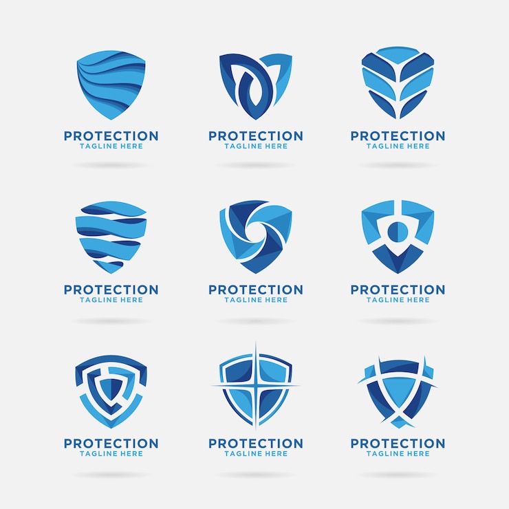 Vettore collezione di scudo logo con disegno astratto