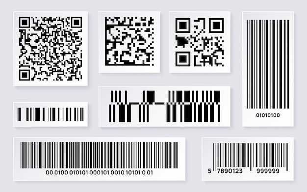 Collezione di set di codici a barre qr realistici