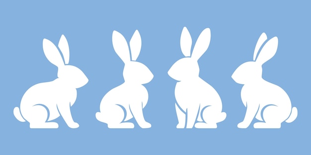 Collezione di silhouette piatte del coniglietto di Pasqua