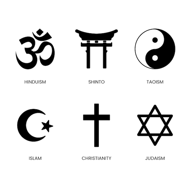 Collezione di simboli religiosi design piatto