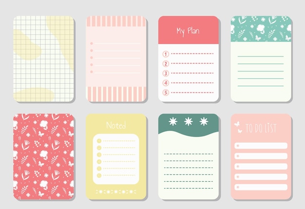 Collezione di simpatici fogli di carta