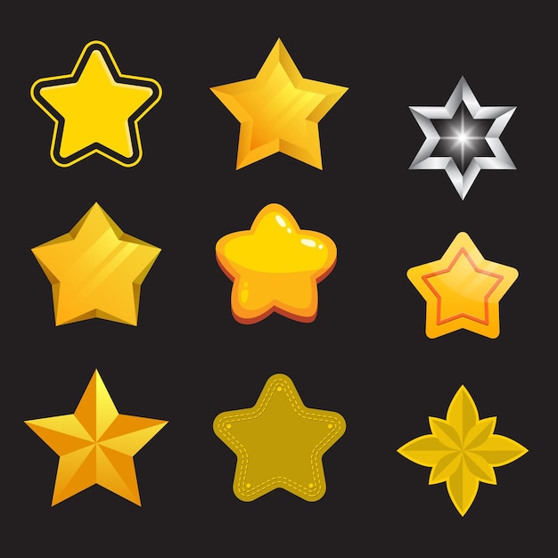 collezione di stelle icone vettoriali di stelle set nero di stelle isolate su sfondo bianco icona di stella St