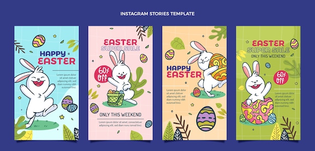 Collezione di storie di instagram di Pasqua piatta