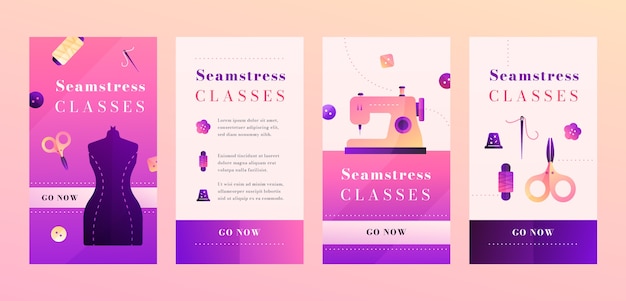 Collezione di storie di instagram di sarta sfumata