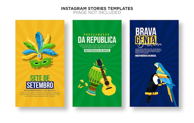 Collezione di storie di instagram piatto sete de setembro