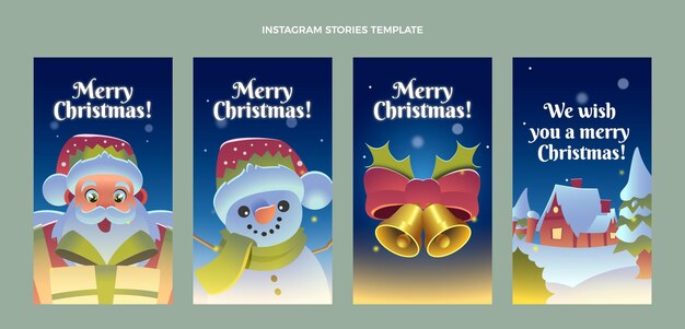 Collezione di storie flat di Natale su Instagram