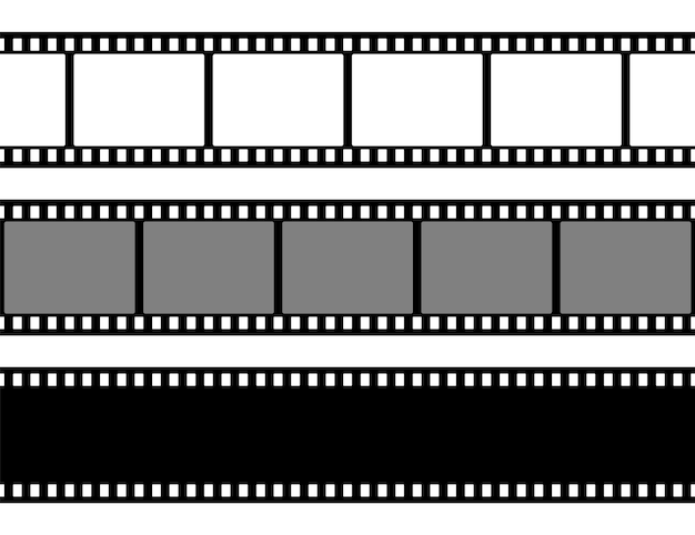 Collezione di strisce cinematografiche Vecchia striscia cinematografica retro Illustrazione vettoriale Registrazione video