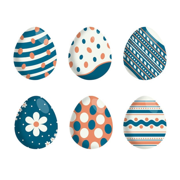 Collezione di uova di Pasqua decorative colorate di colore verde pastello