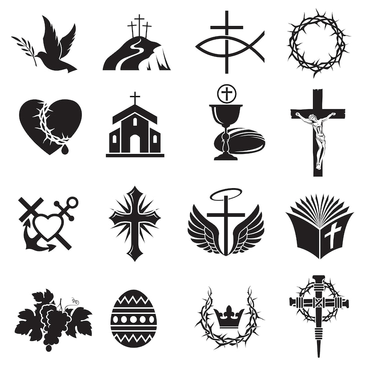 Vettore collezione di varie icone cristiane