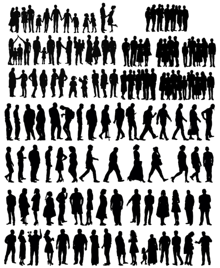 Vettore collezione di vettore di persone silhouette