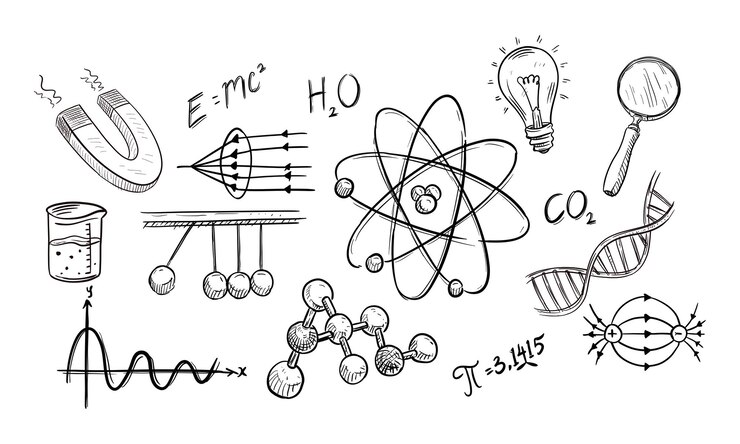 Vettore collezione disegnata a mano di fisica