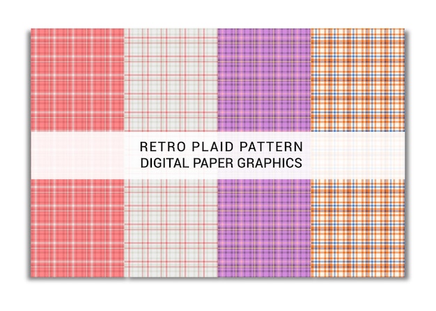 Collezione grafica con motivo plaid retrò a scacchi senza soluzione di continuità.