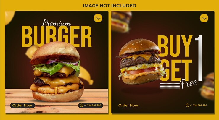 Collezione gratuita di post Instagram Vector Premium Burger modificabile