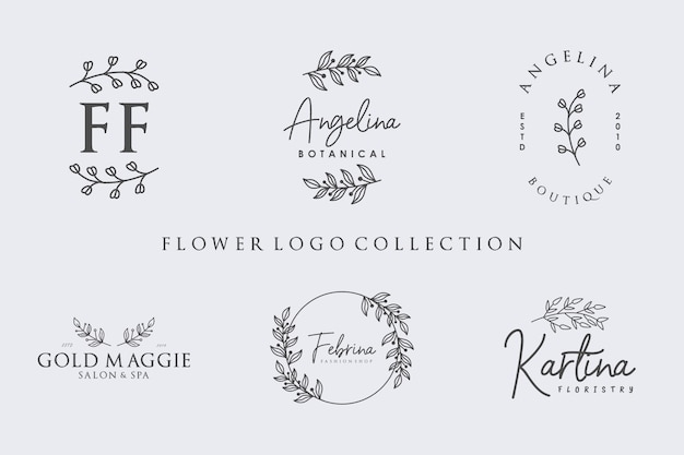 Collezione logo floreale con stile minimalista