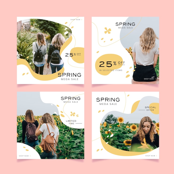Vettore collezione post vendita instagram primavera