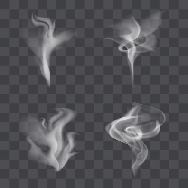 Collezione realistica di nuvole di vapore di fumo Set di fumo in un design piatto