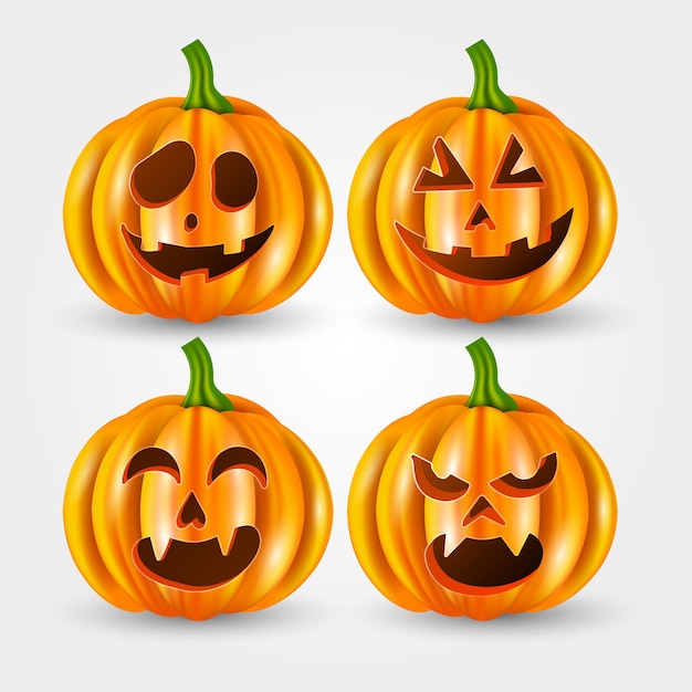 Collezione realistica di zucca di halloween