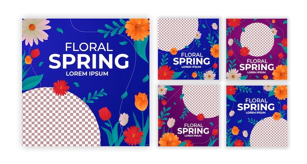 Collezione set Floral Spring Post sui social media