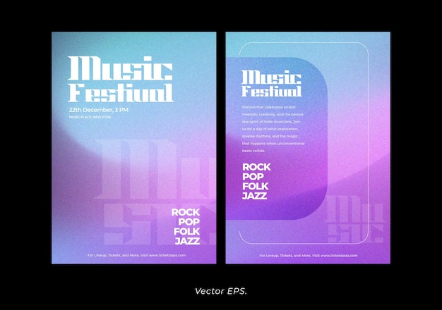 Collezione set Musica Conferenza Evento festival Poster flyer gradiente morbido ondulato Blu viola Graniero