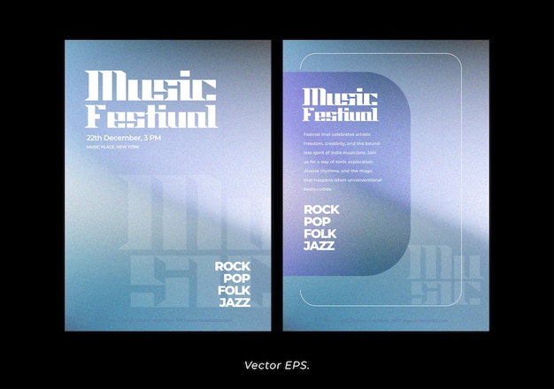 Collezione set Musica Conferenza Evento festival Poster volante gradiente blu morbido Sfondio granulato