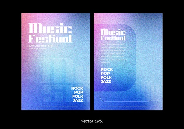 Collezione set Musica Conferenza Evento festival Poster volante viola ciano blu gradiente Granioso