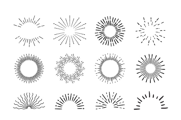 Collezione sunburst in stile disegnato a mano