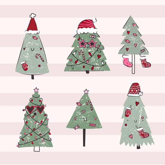 collezione vettoriale di alberi di Natale dolci
