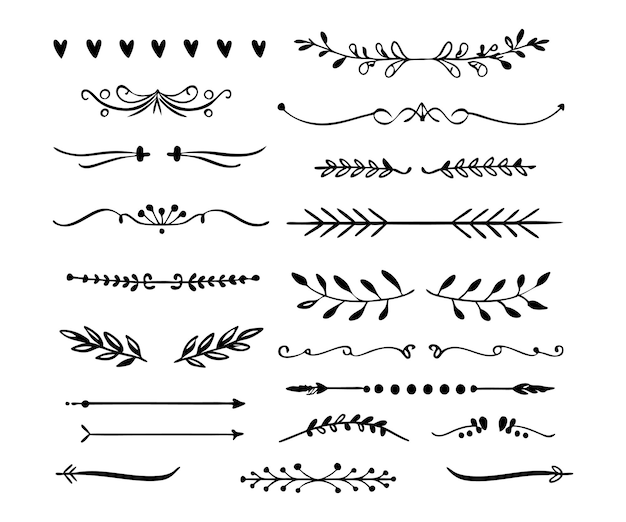 Collezione vettoriale di divisori di ornamenti disegnati a mano