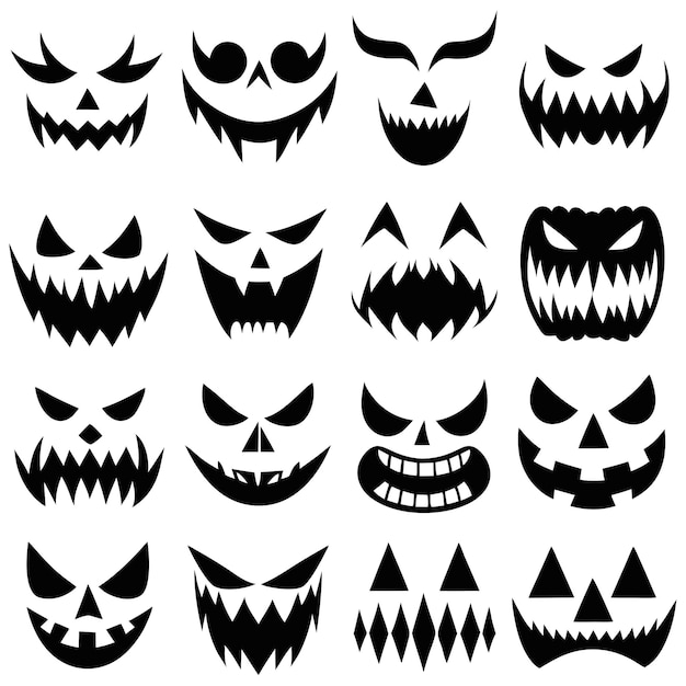 Collezione vettoriale di facce di jackolantern di Halloween