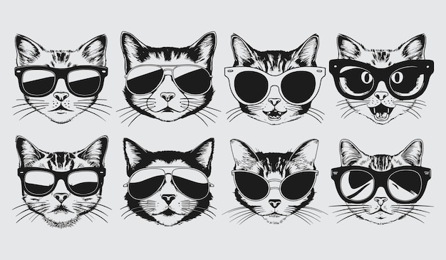 Collezione vettoriale di silhouette di gatto disegnate a mano