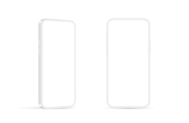 Collezione vuota di vettori di mockup di telefoni bianchi