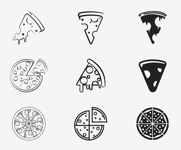 Collezioni di pizza vettoriali con stili diversi