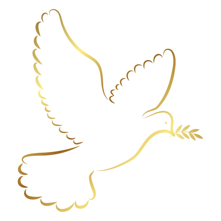 Vettore colomba della pace con ramo d'oro disegno religioso cristiano
