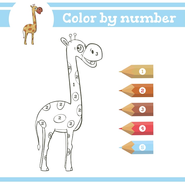 Colora in base ai numeri Pagina da colorare per bambini in età prescolare che imparano i numeri gioco educativo degli asili nido