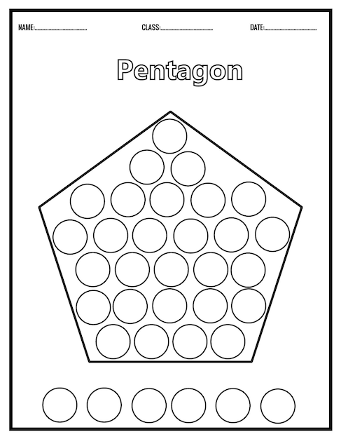 Colora le forme. Educazione dei bambini. Foglio di lavoro per la scuola materna. Disegni da colorare di pennarelli a punti.