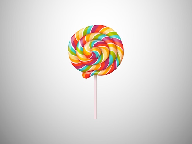 Colorato rainbow lollipop vortice su bastone di legno Isolato vettoriale illustrazione di rainbow Lollipop