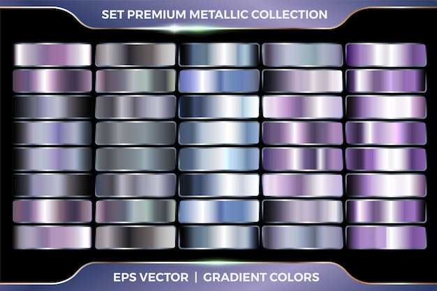 Colorato viola e azzurro raccolta di sfumature Grande set di modello di tavolozze d'argento metallizzato