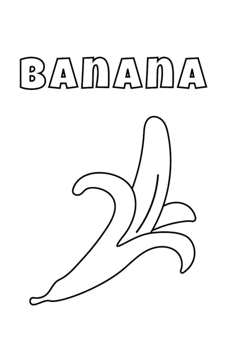 Vettore colorazione con linee spesse per i più piccoli pagina da colorare banane