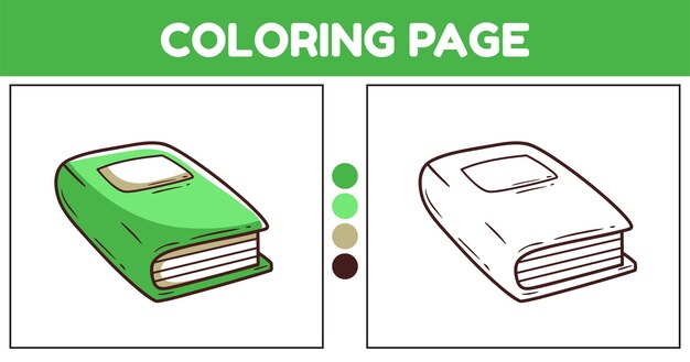 Colorazione degli elementi del libro verde per l'illustrazione vettoriale per bambini