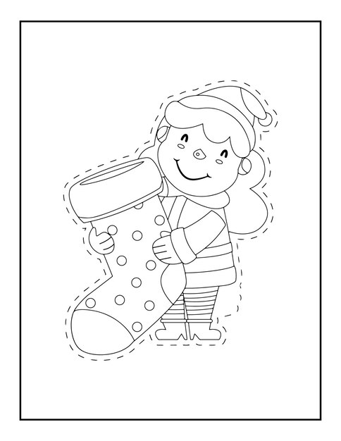 Colorazione invernale di Natale, pagine da colorare di San Valentino per bambini. Pagina da colorare d'amore, libro da colorare