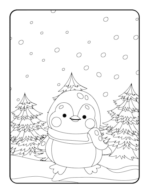 Colorazione invernale natalizia, aria natalizia. Simpatico personaggio da favola. Colorazione dell'illustrazione di vettore.
