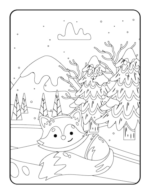 Colorazione invernale natalizia, aria natalizia. Simpatico personaggio da favola. Colorazione dell'illustrazione di vettore.