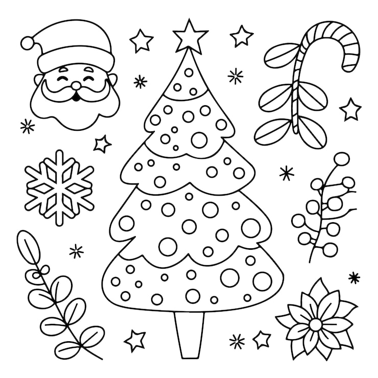 Vettore colorazioni per le vacanze semplici e facili libro divertente pagine da colorare per il natale semplici e divertenti