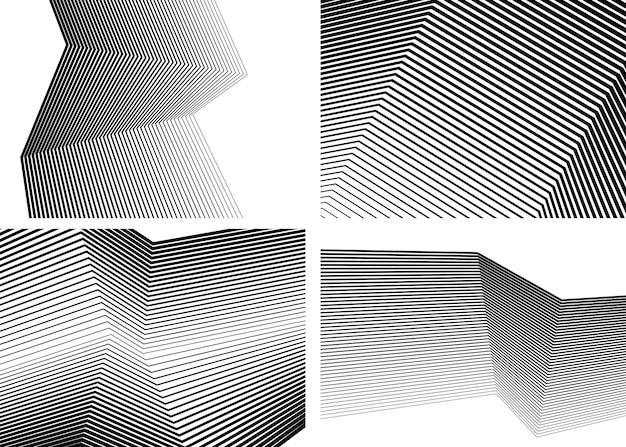 Colore bianco nero Sfondo lineare Elementi di design Linee poligonali Strato protettivo per modello di certificati di banconote Vector Linee vettoriali di diverso spessore da sottile a spesso EPS 10