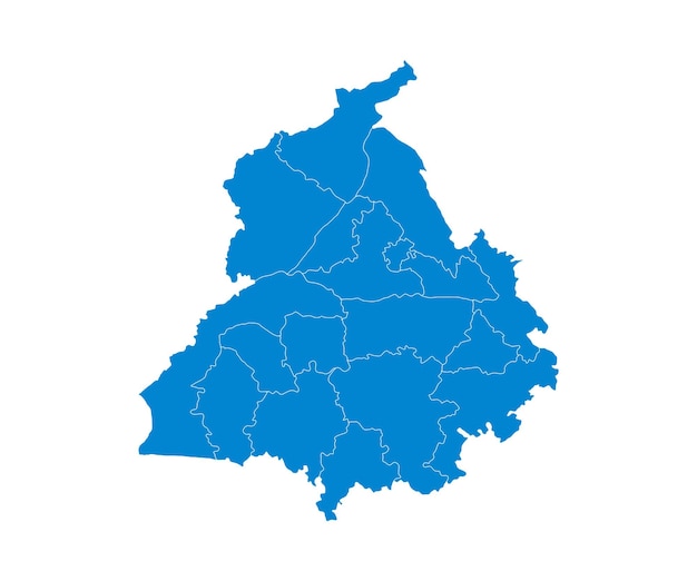 Colore blu cielo Mappa del Punjab Mappa politica e amministrativa del Punjab con distretti