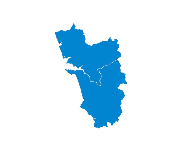 Colore blu cielo Mappa di Goa Mappa politica e amministrativa di Goa con distretti