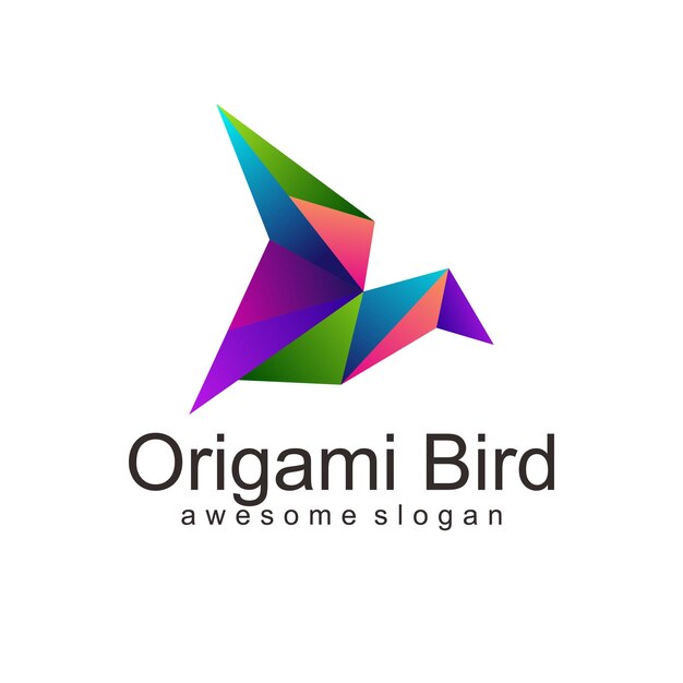 Colore del design del logo sfumato di Bird Origami