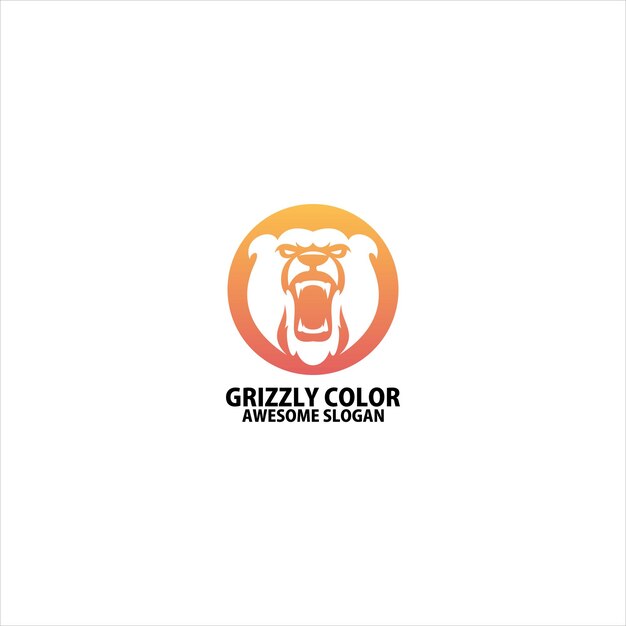 Colore del gradiente della progettazione del logo della testa di grizzly