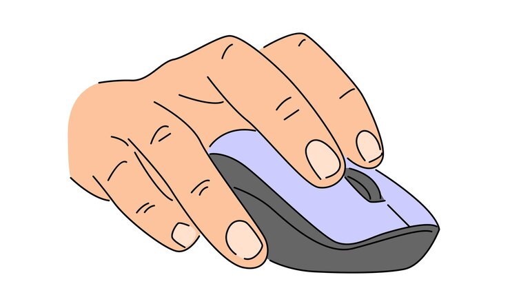 Vettore colore dell'arte della linea della mano uso del mouse del computer